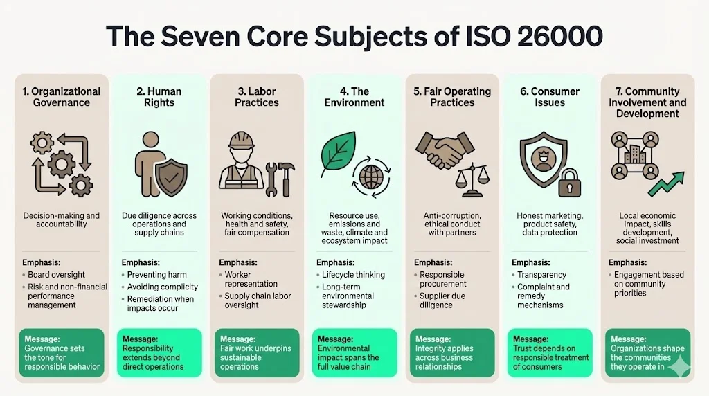 The Seven Core Subjects of ISO 26000