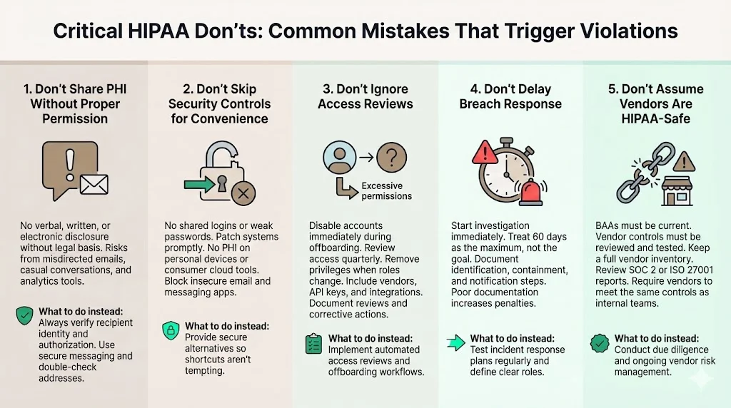 Critical HIPAA Don’ts: Common Mistakes That Trigger Violations