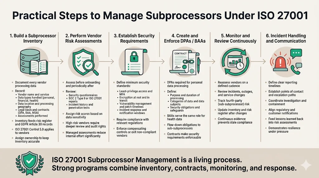 Practical steps to manage subprocessors under ISO 27001