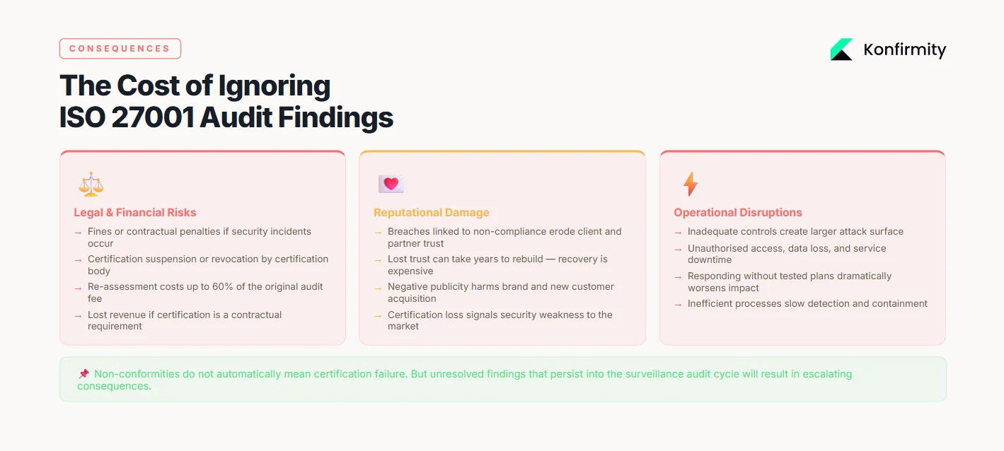 Consequences of ignoring ISO 27001 audit findings
