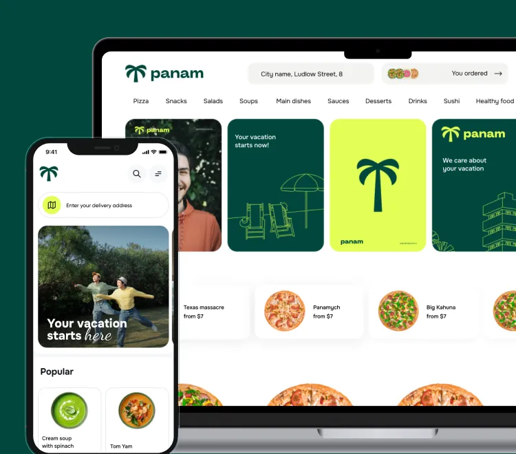 Обложка со скриншотами сервиса Панам Пицца