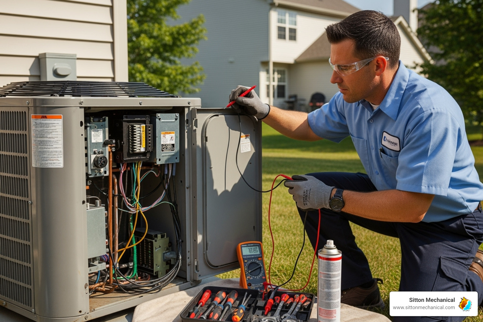 technician inspecting an outdoor AC unit - AC repair estimates
