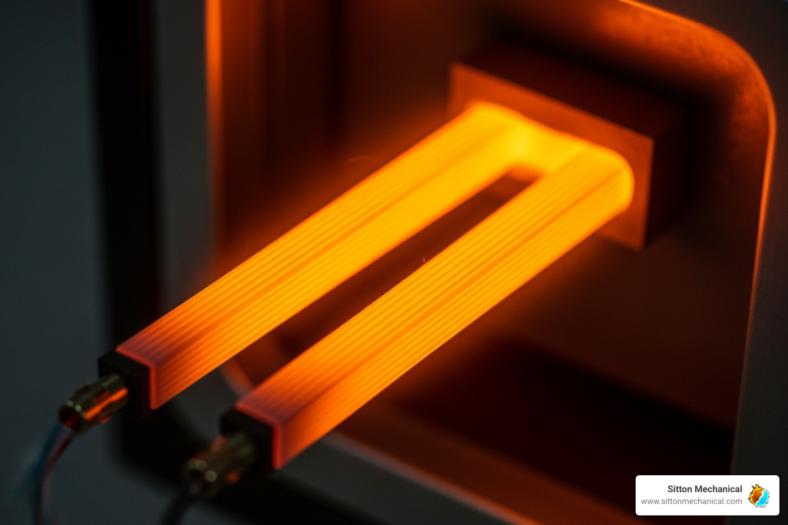 a modern hot surface ignitor glowing orange - HVAC system not heating
