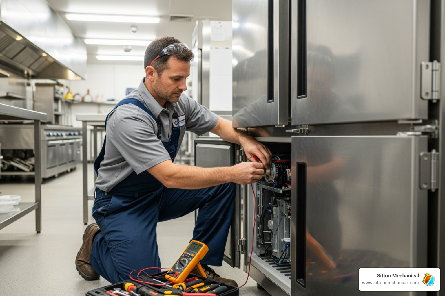 certified technician working on freezer - commercial freezer repair stillwater