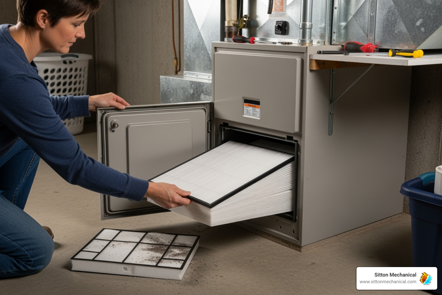 homeowner changing a furnace filter - heater repair cushing homeowner changing a furnace filter - heater repair cushing