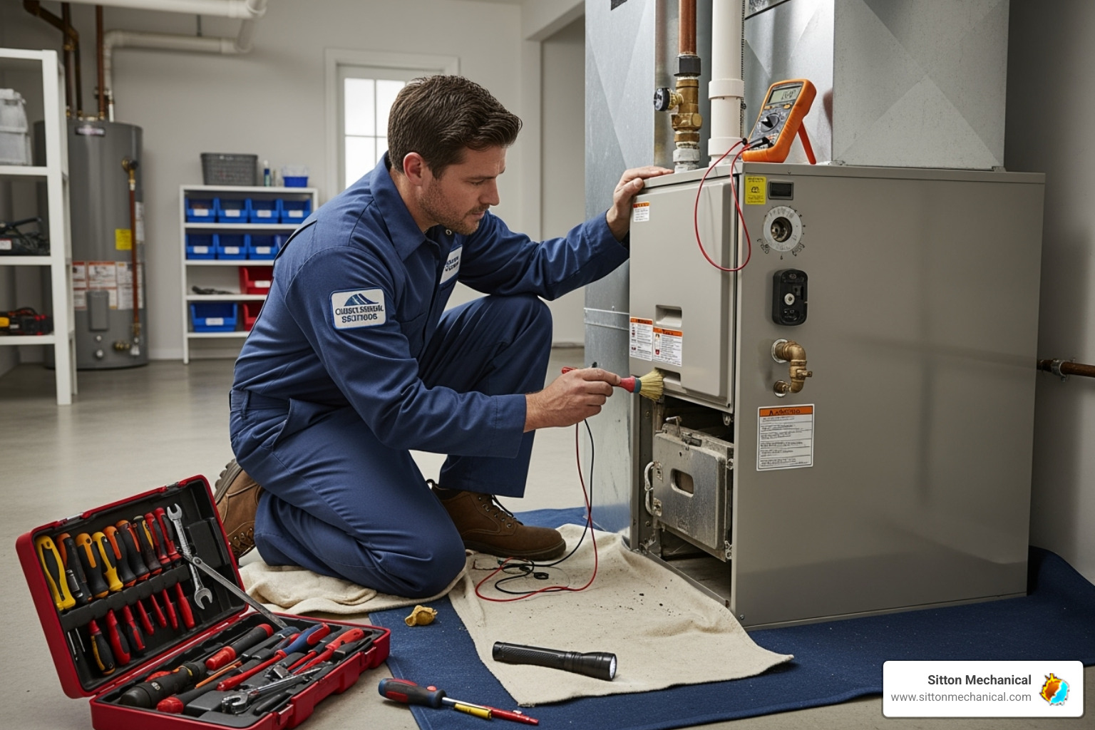 technician performing furnace tune-up - furnace efficiency stillwater