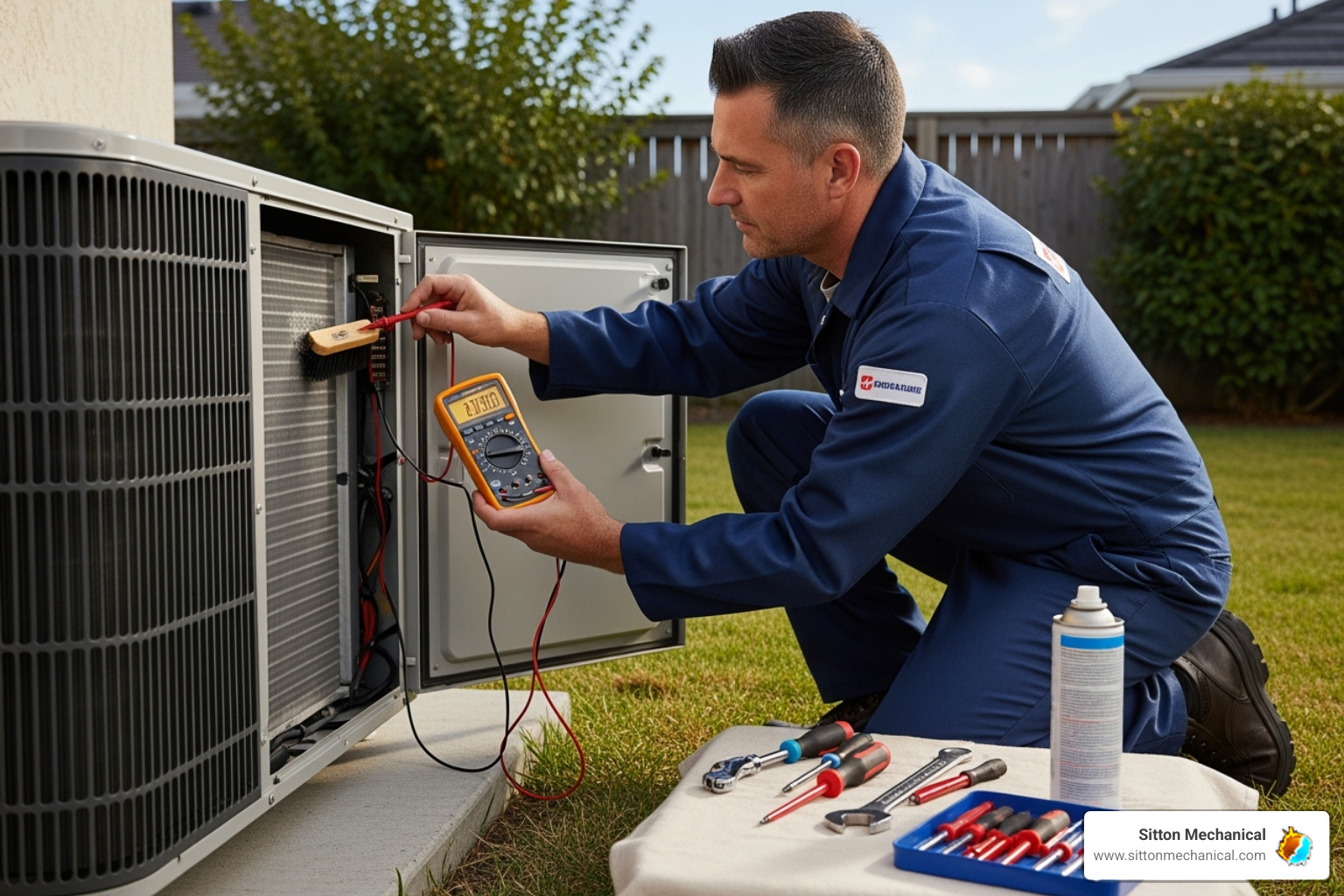 Technician performing routine maintenance - emergency ac repair cushing