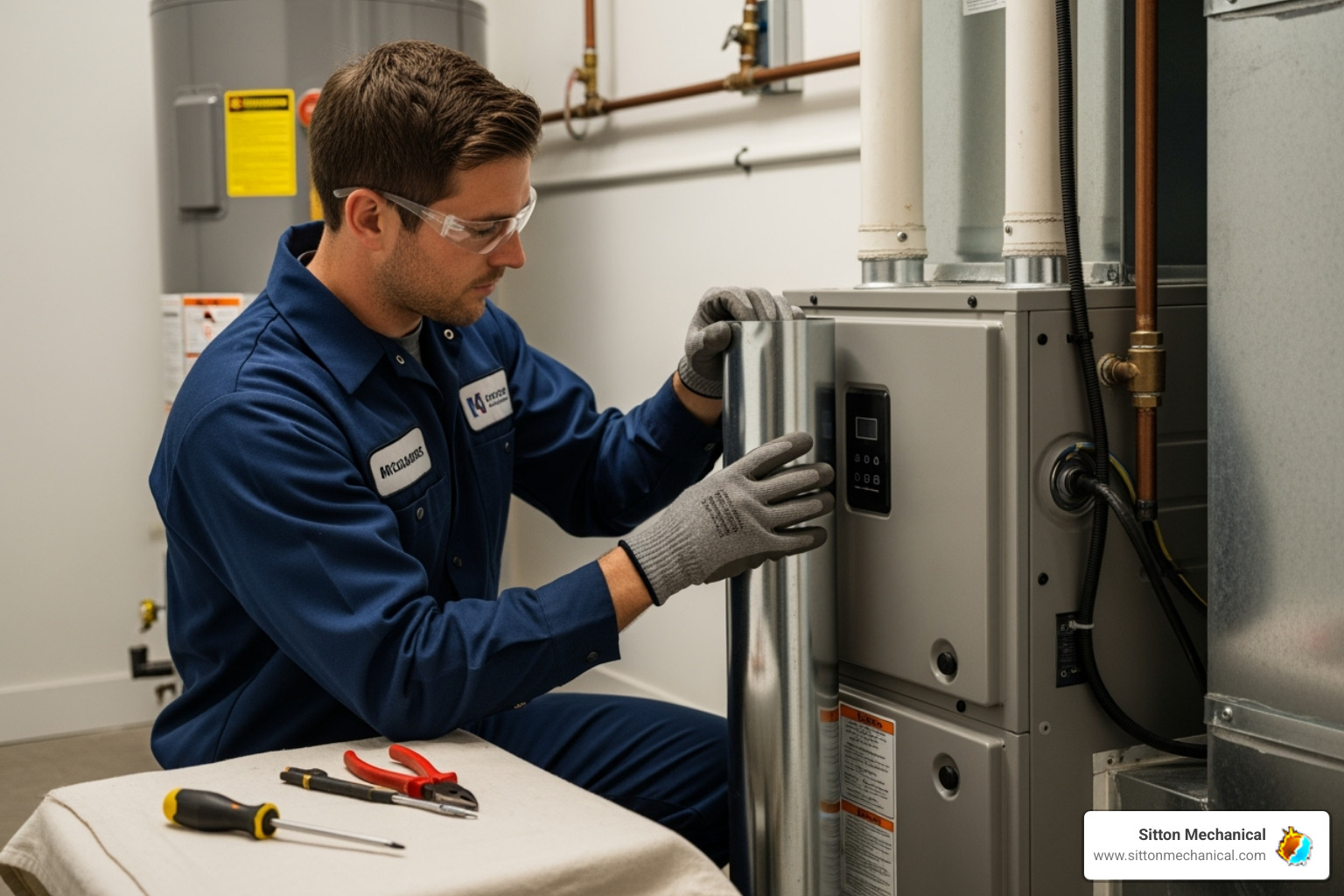 Certified technician installing a new furnace - furnace installation cushing ok