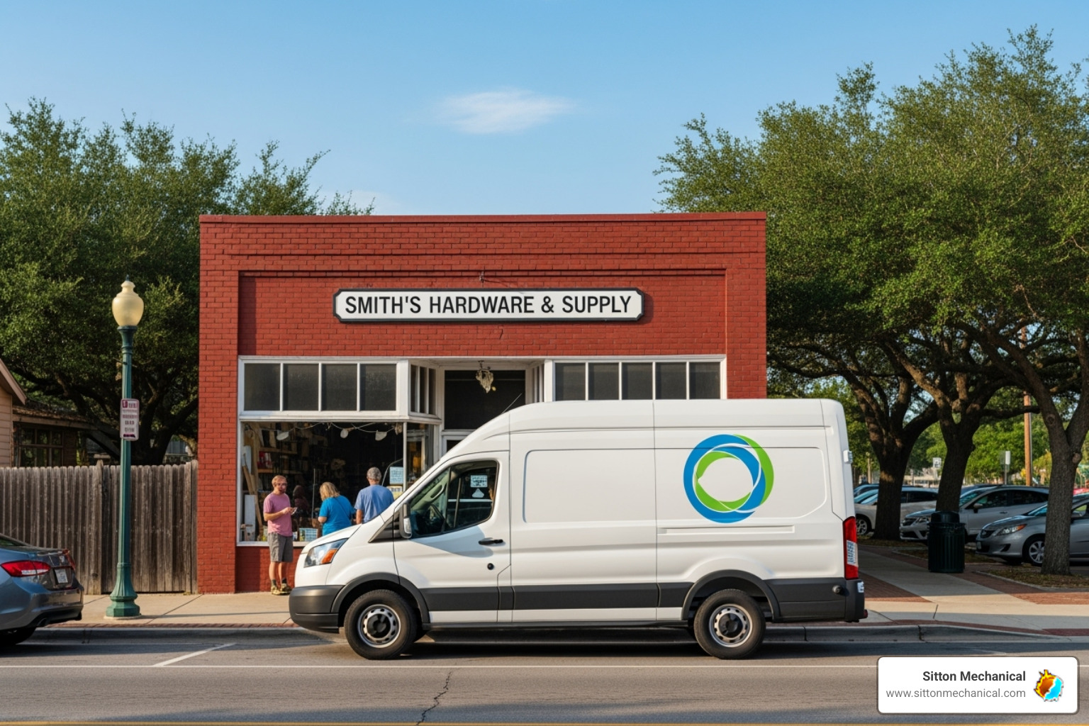 branded service van outside a Cushing, OK business - commercial freezer repair cushing