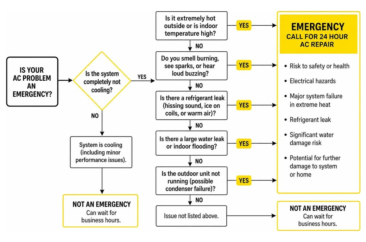 Decision tree to determine if an AC problem is an emergency Decision tree to determine if an AC problem is an emergency