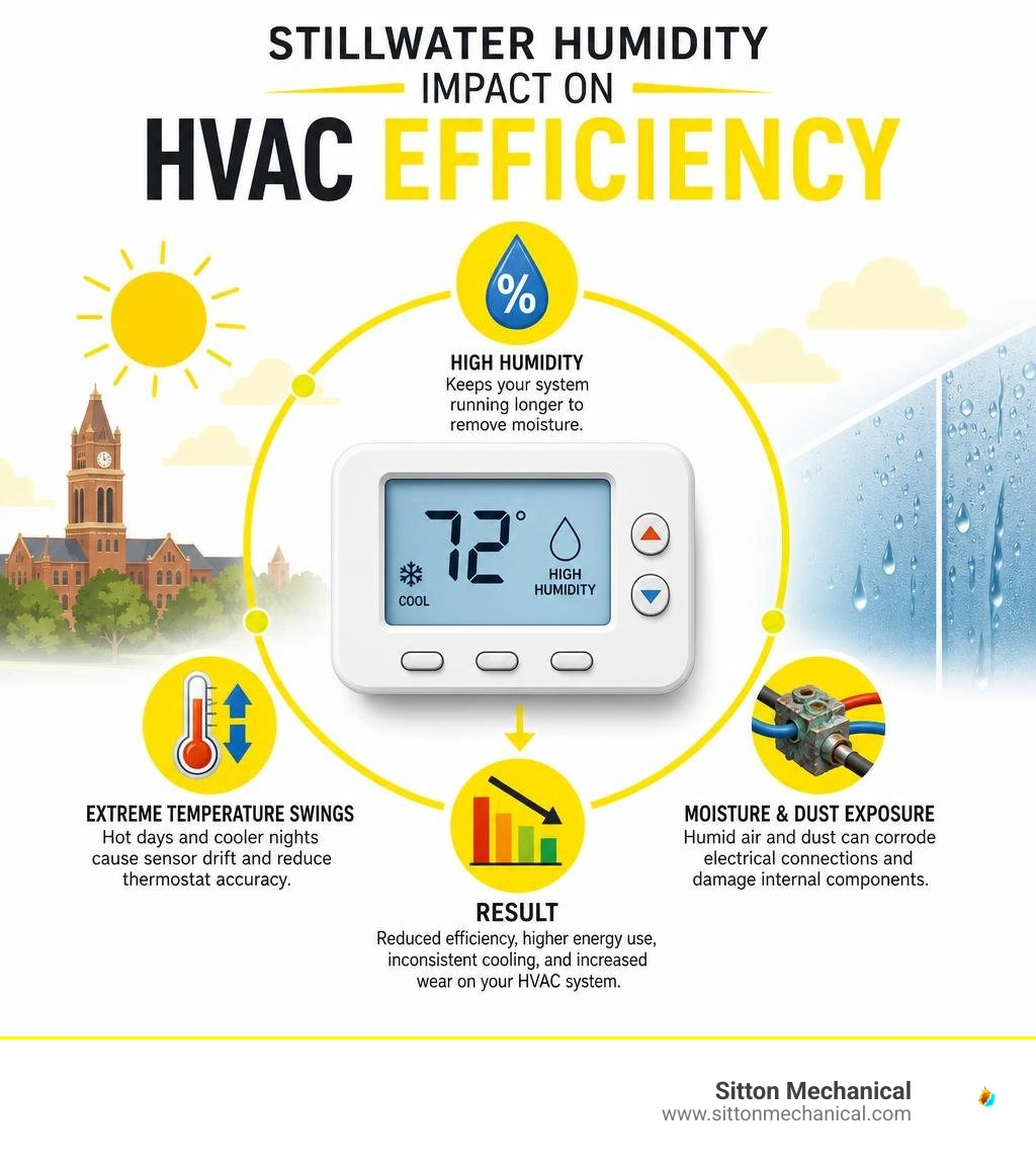 Stillwater humidity impact on HVAC efficiency infographic Stillwater humidity impact on HVAC efficiency infographic