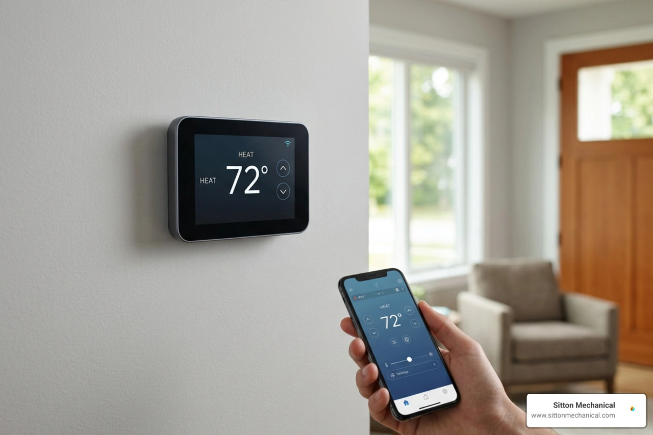 Modern smart Wi-Fi thermostat installation Modern smart Wi-Fi thermostat installation