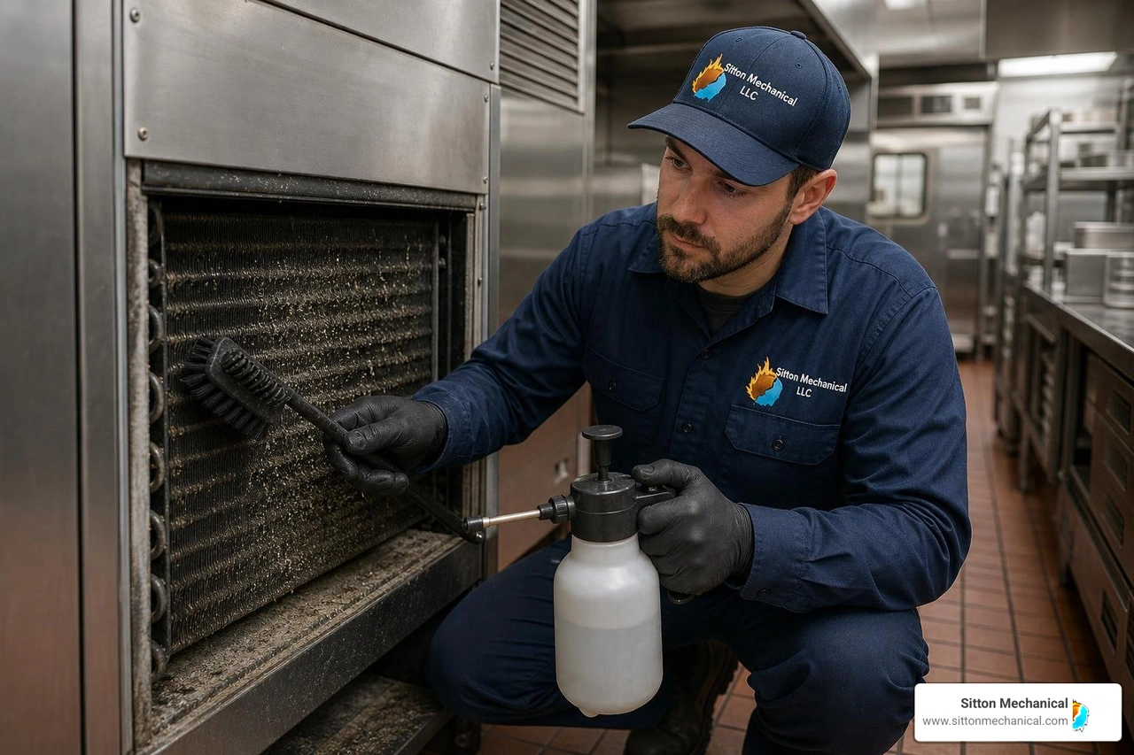 technician cleaning dirty condenser coils technician cleaning dirty condenser coils