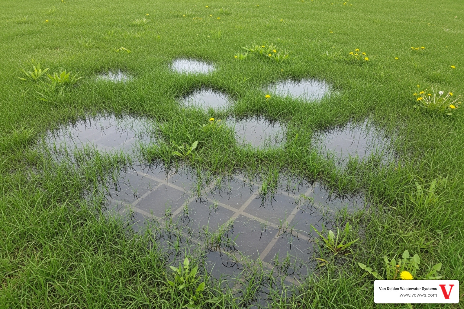 soggy lawn indicating drainfield problem - septic tank service san antonio