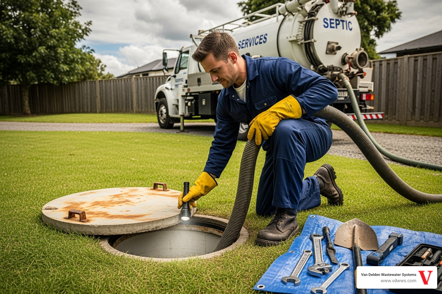 professional septic technician servicing a septic tank - septic tank service san antonio