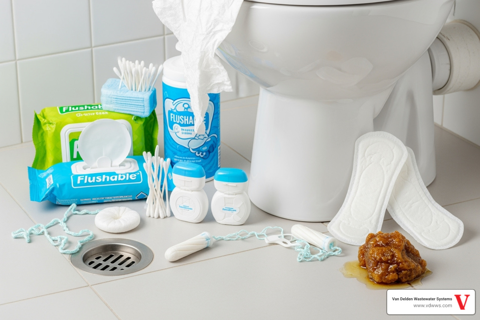 Items to never flush down the toilet - septic tank alarm going off