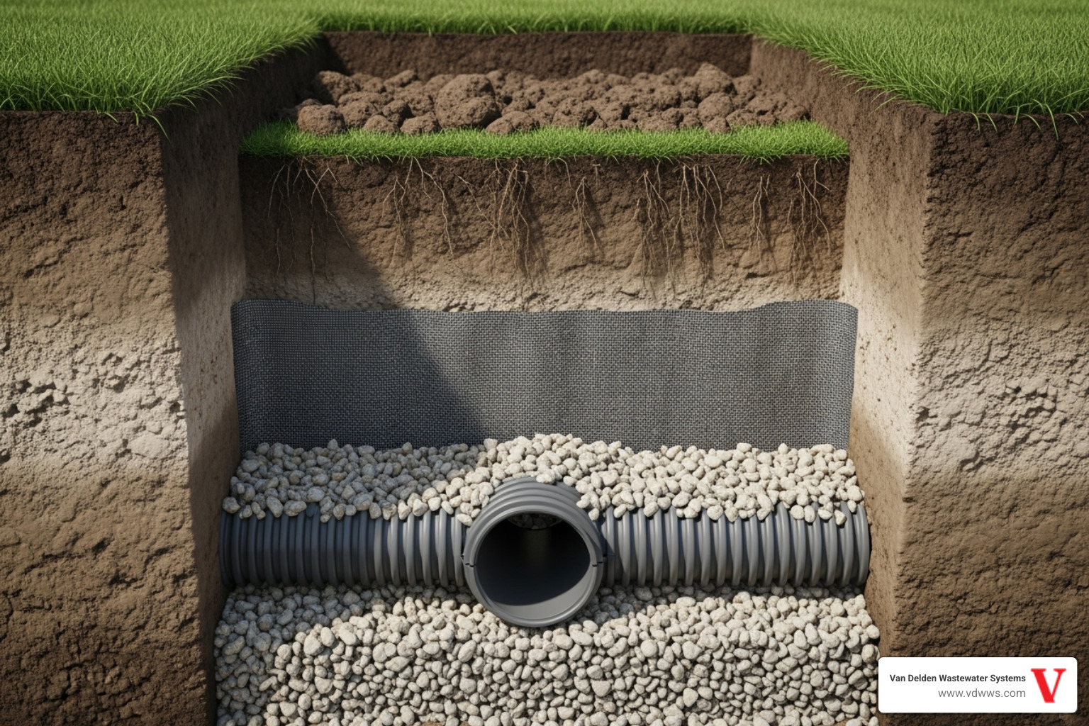 conventional gravel trench system - septic system field lines