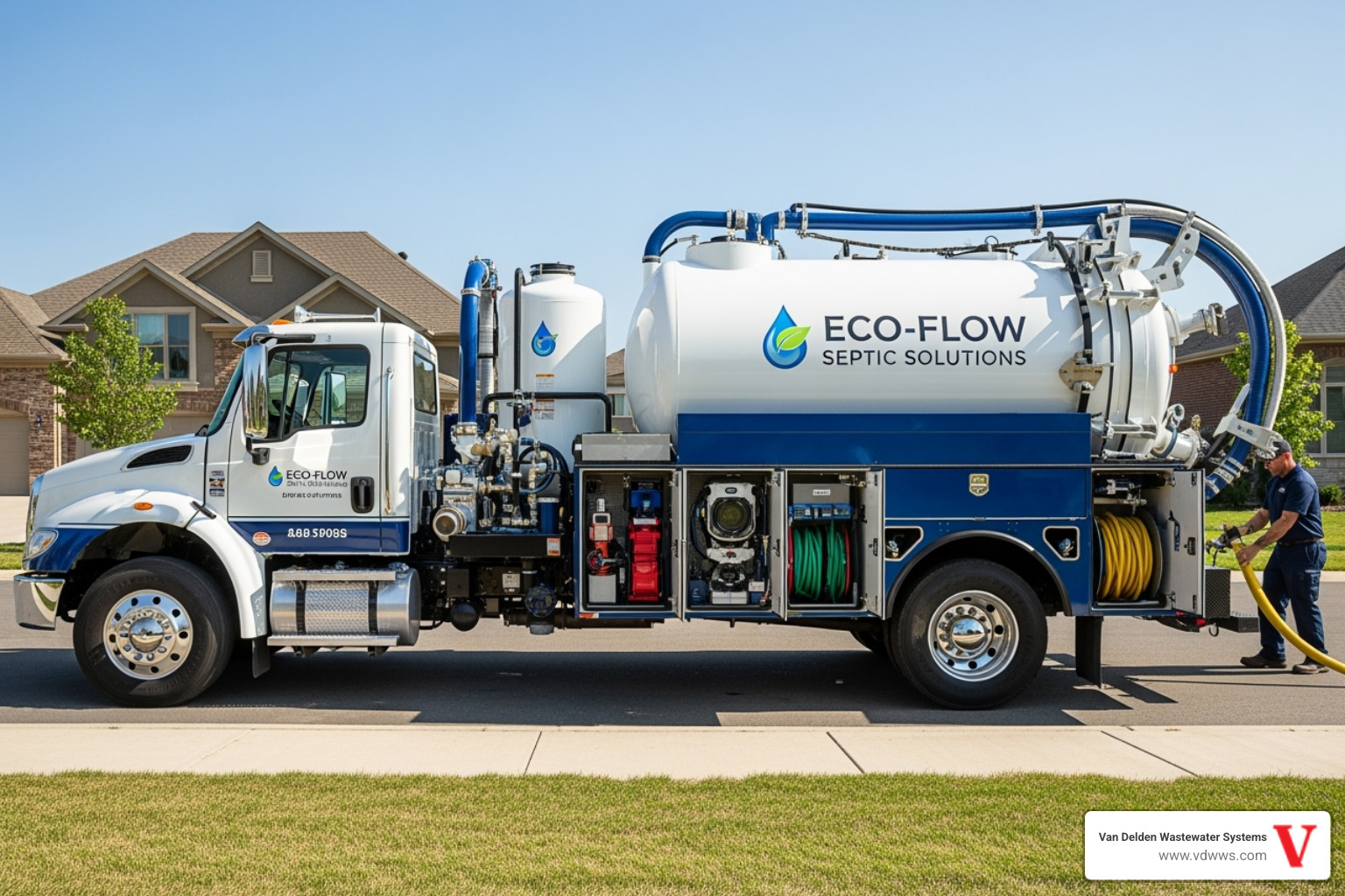 Clean septic service truck with equipment - septic tank cleaning san antonio tx
