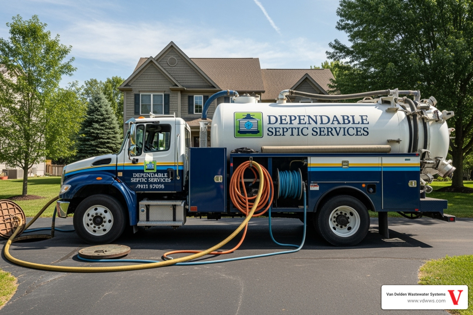 professional service truck with septic equipment - aerobic septic system maintenance providers near me