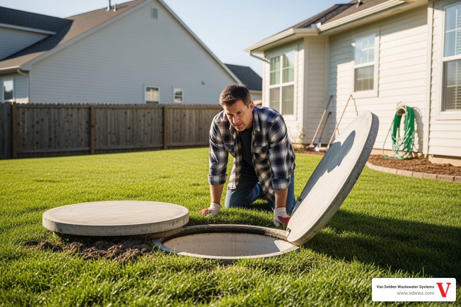 a homeowner inspecting their septic tank - septic field problems