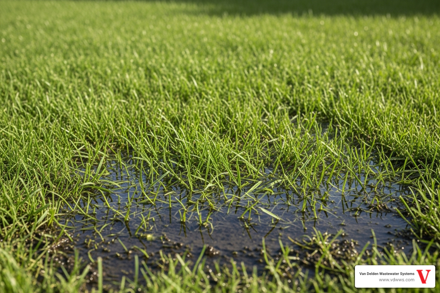 a soggy, waterlogged patch of grass over a drainfield - septic field problems