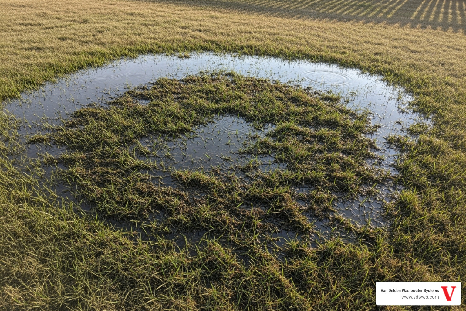 soggy patch of grass over a septic drainfield - septic tank repair san antonio tx