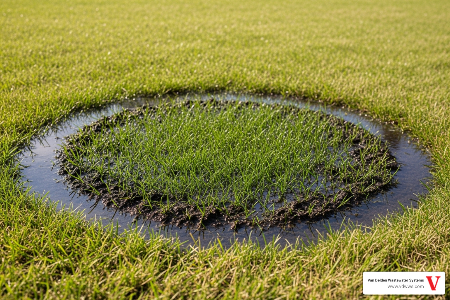 soggy patch of grass over a drainfield area in Garden Ridge TX - weekly/regular tank cleaning garden ridge tx