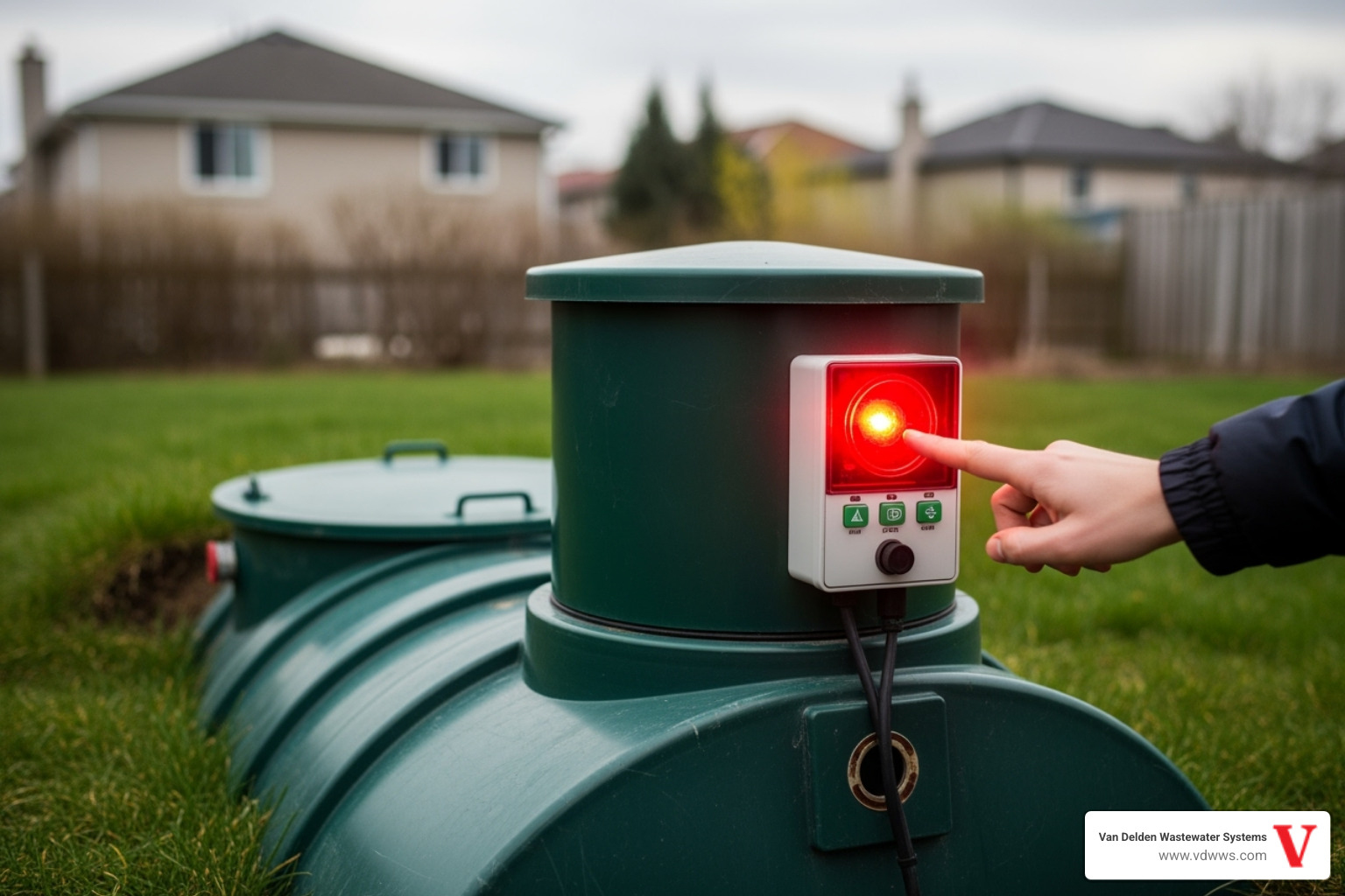 cross-section of septic pump chamber - what to do when septic tank alarm goes off