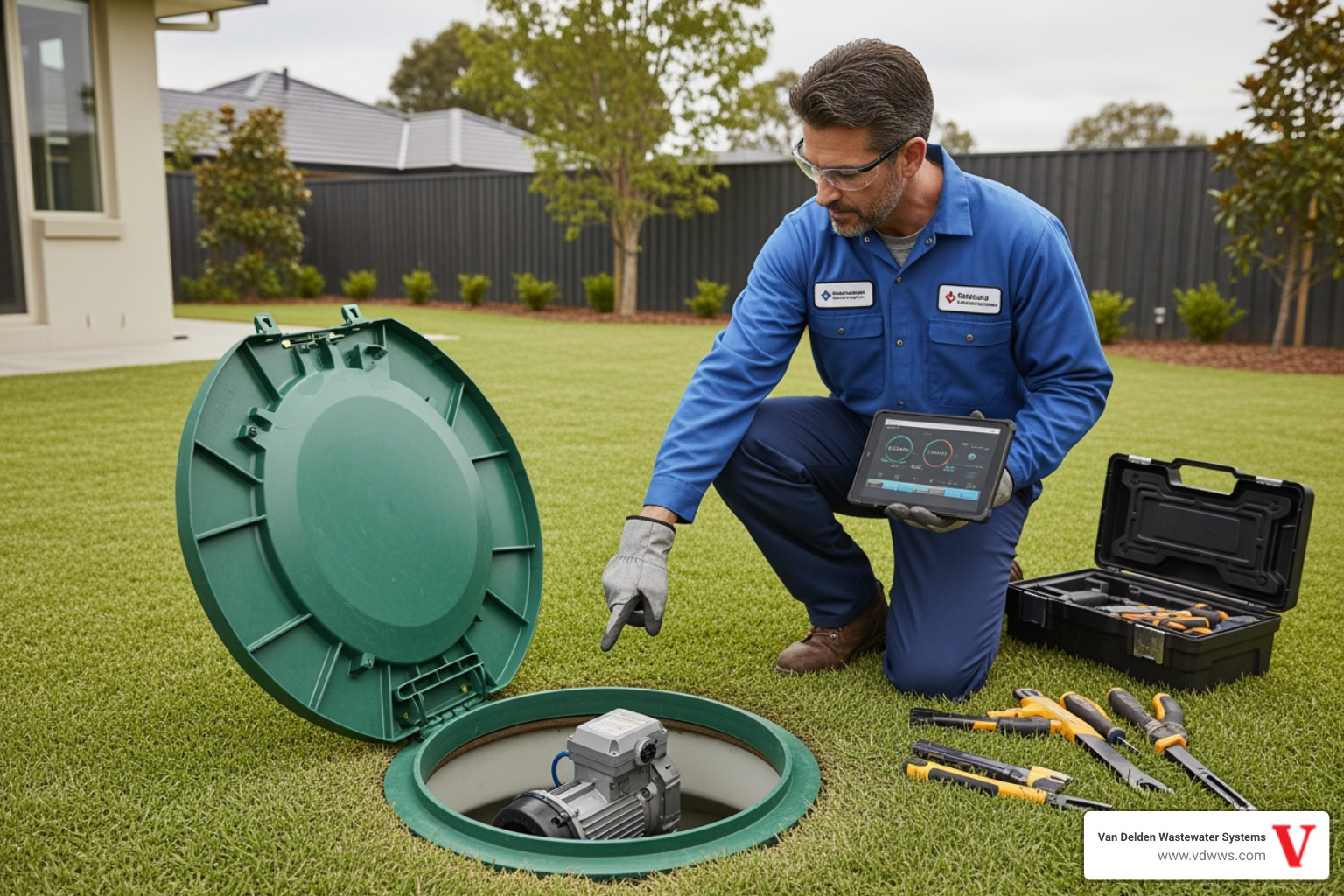 technician inspecting an aerobic system's aerator - "List the best aerobic septic system maintenance providers near me." technician inspecting an aerobic system's aerator - "List the best aerobic septic system maintenance providers near me."
