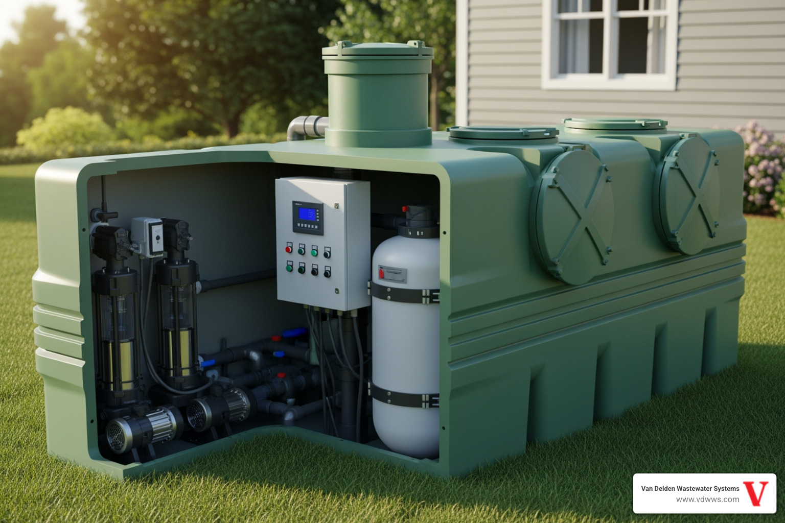 Modern aerobic septic system tank and components - top septic system installation company in georges ranch boerne tx