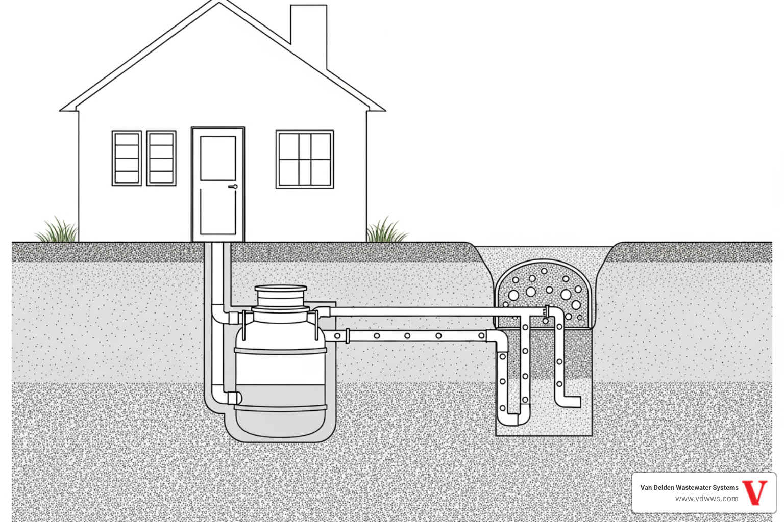 diagram showing the components of a septic system, including the tank and drainfield - drainfield cleaning in bulverde tx