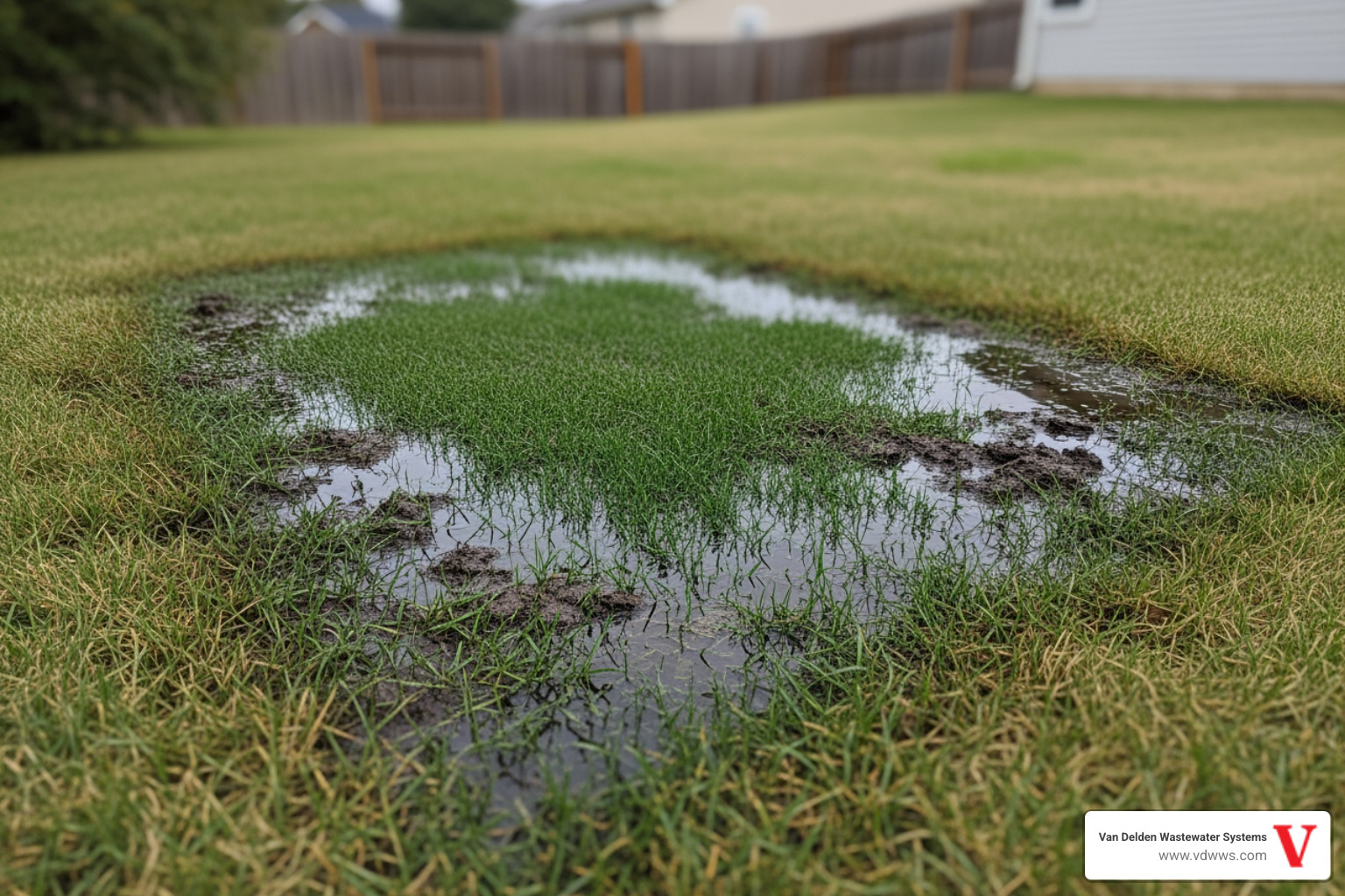 soggy patch of grass over a drainfield area - drainfield cleaning in bulverde tx