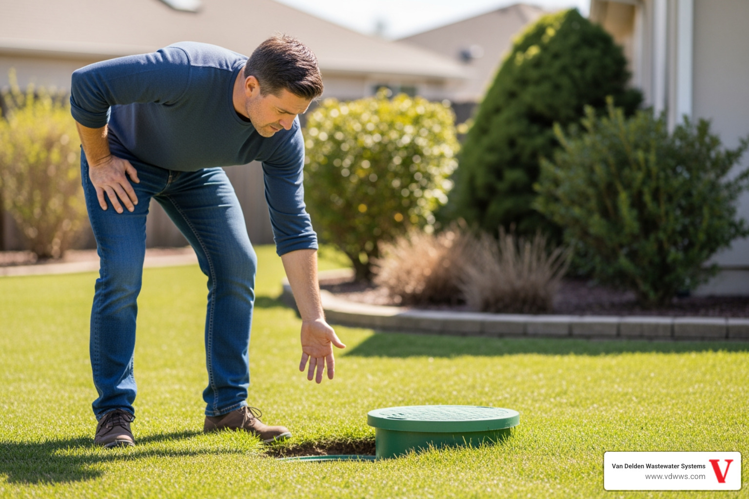 Homeowner maintaining a healthy septic system - emergency septic tank cleaning repair in boerne tx