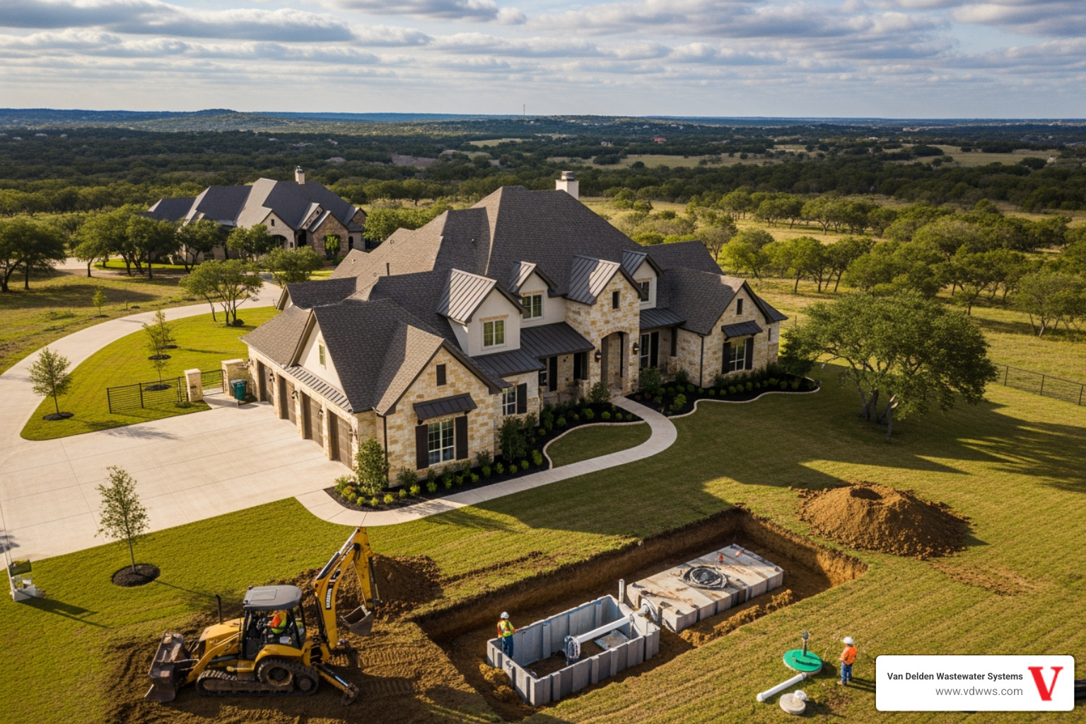 Large luxury home in Texas Hill Country - septic system repairs for large homes in georges ranch boerne tx
