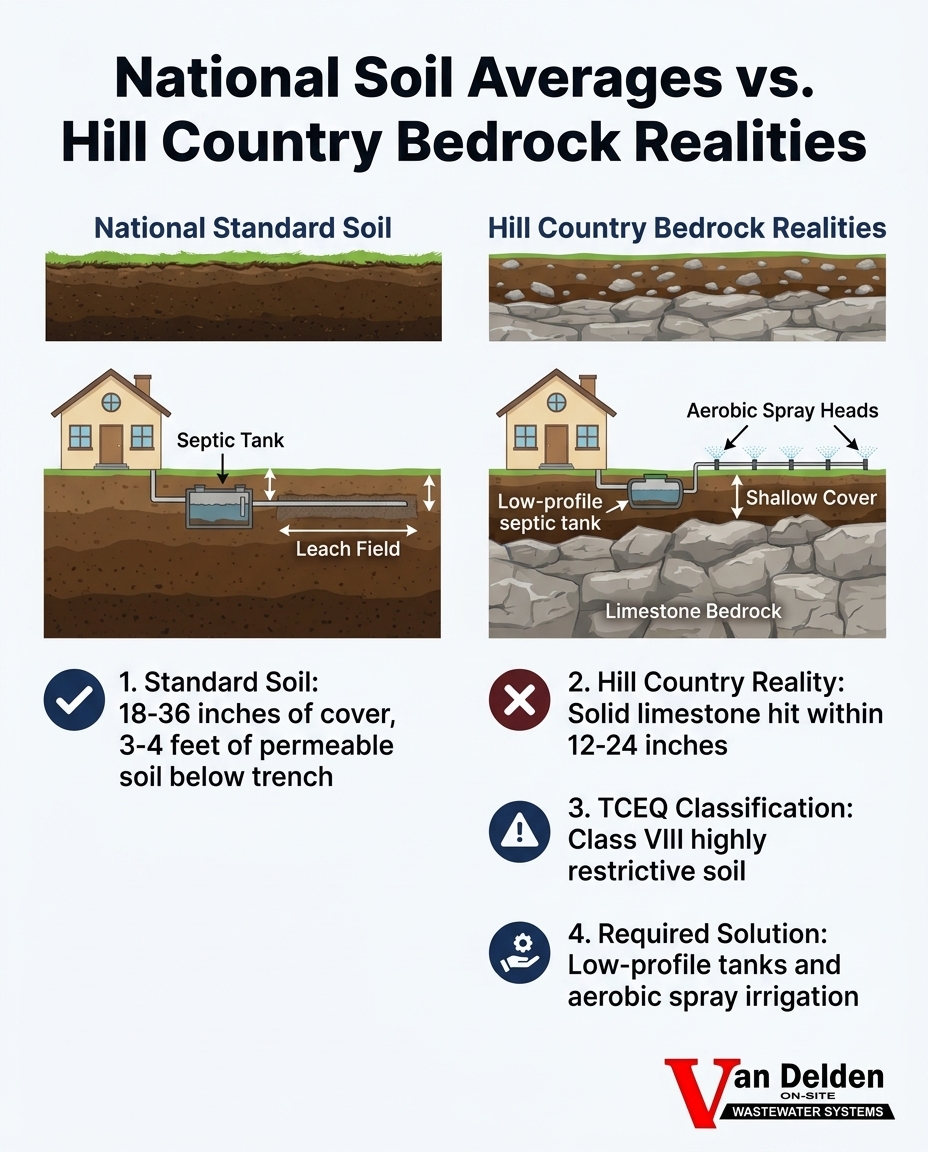 National Soil Averages vs. Hill Country Bedrock Realities