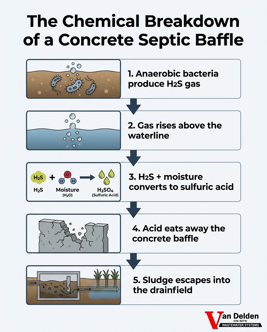The Chemical Breakdown of a Concrete Septic Baffle