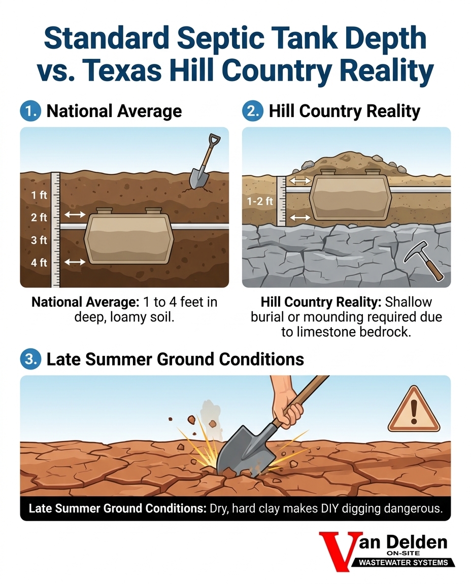Standard Septic Tank Depth vs. Texas Hill Country Reality