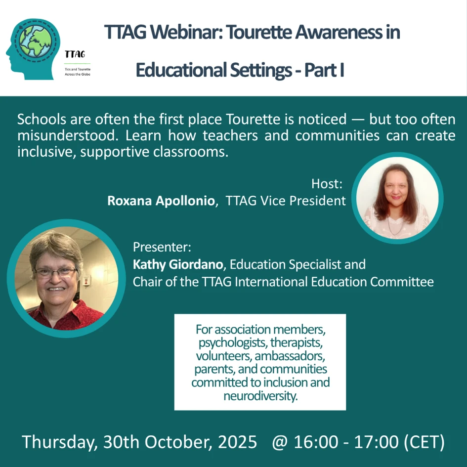 TTAG Webinar Series: Tourette Awareness in Educational Settings
