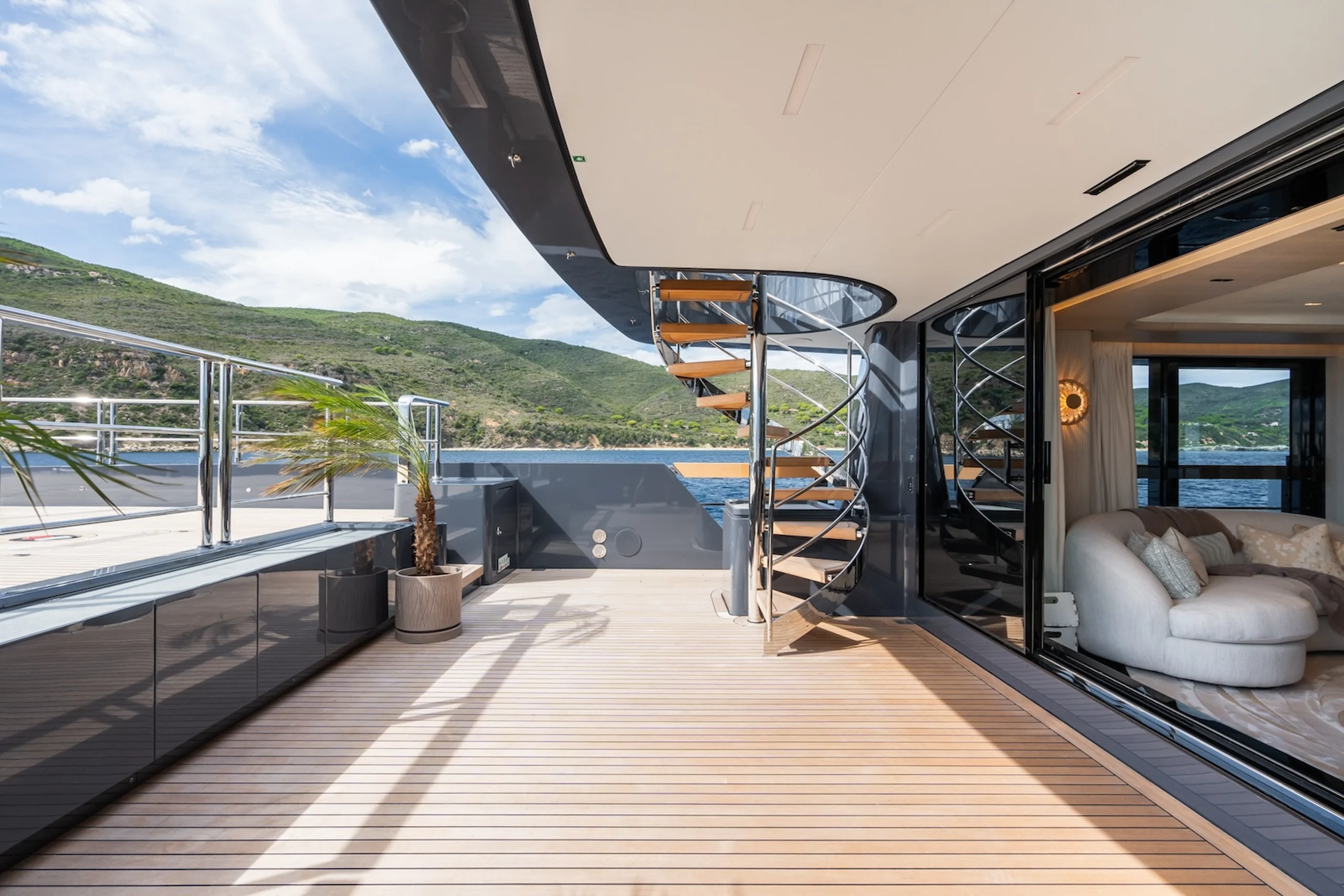 Motor Yacht M aft deck stairwell