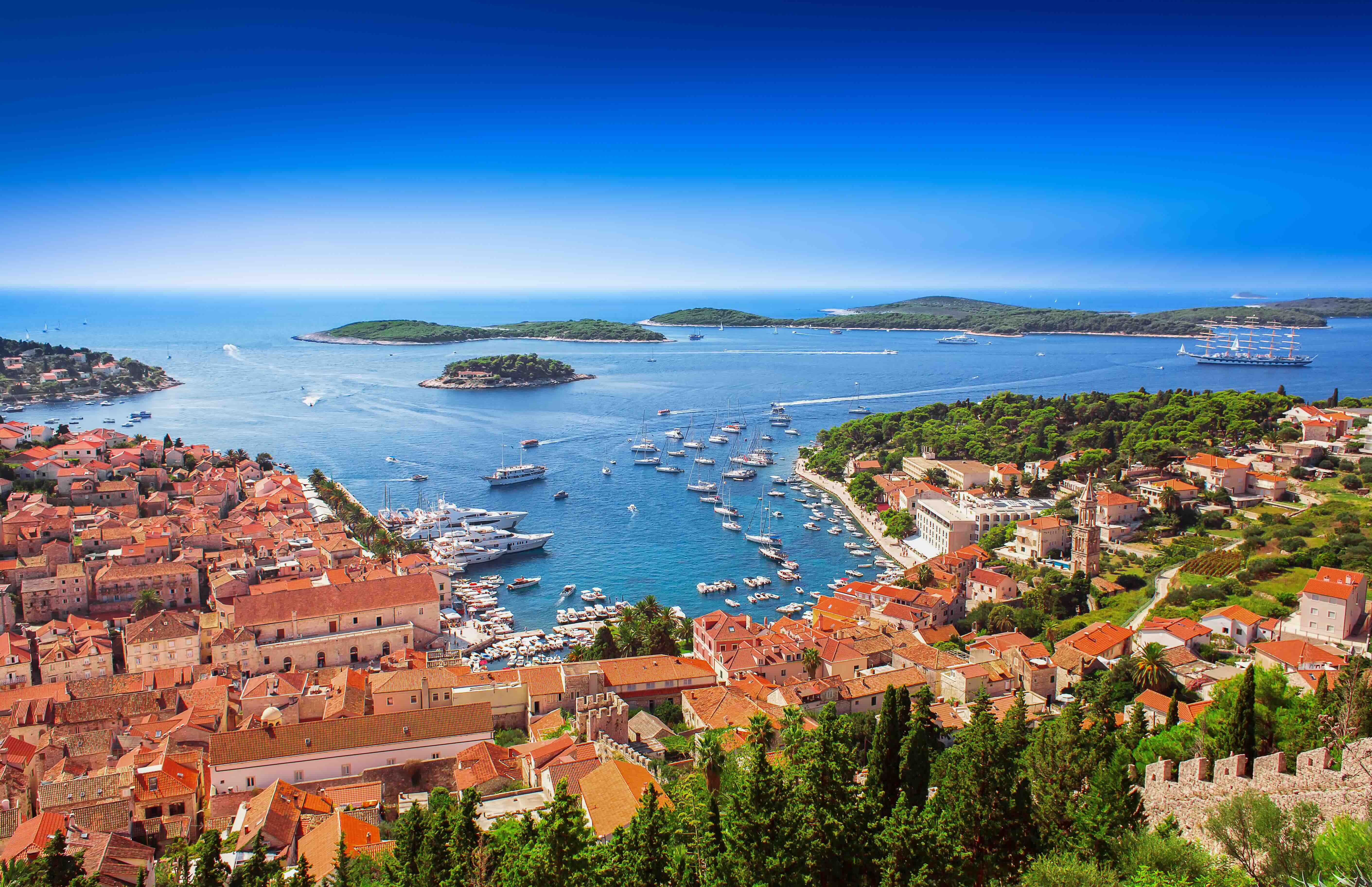 Croatia Yacht Charter - Hvar Town and Marina with the Pakleni islands
