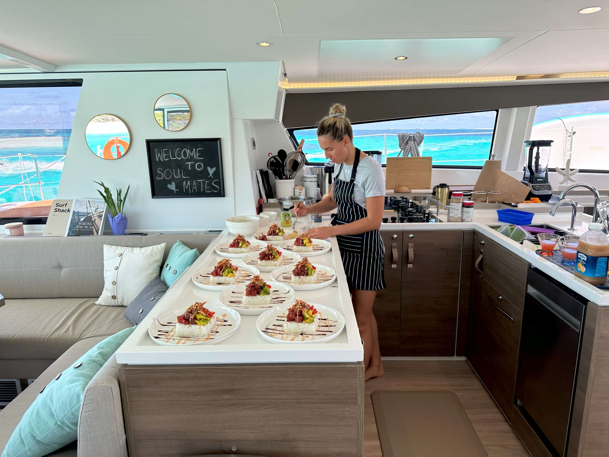 Private Chef onboard a Crewed Catamaran SOUL MATES preparing lunch