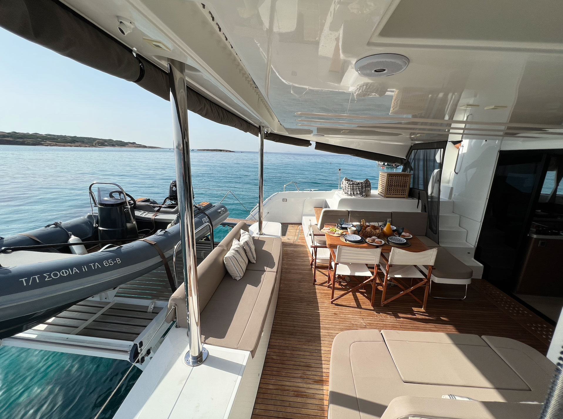 SOPHIA - Lagoon 50 Greece Crewed 50ft Catamaran from Athens aft deck