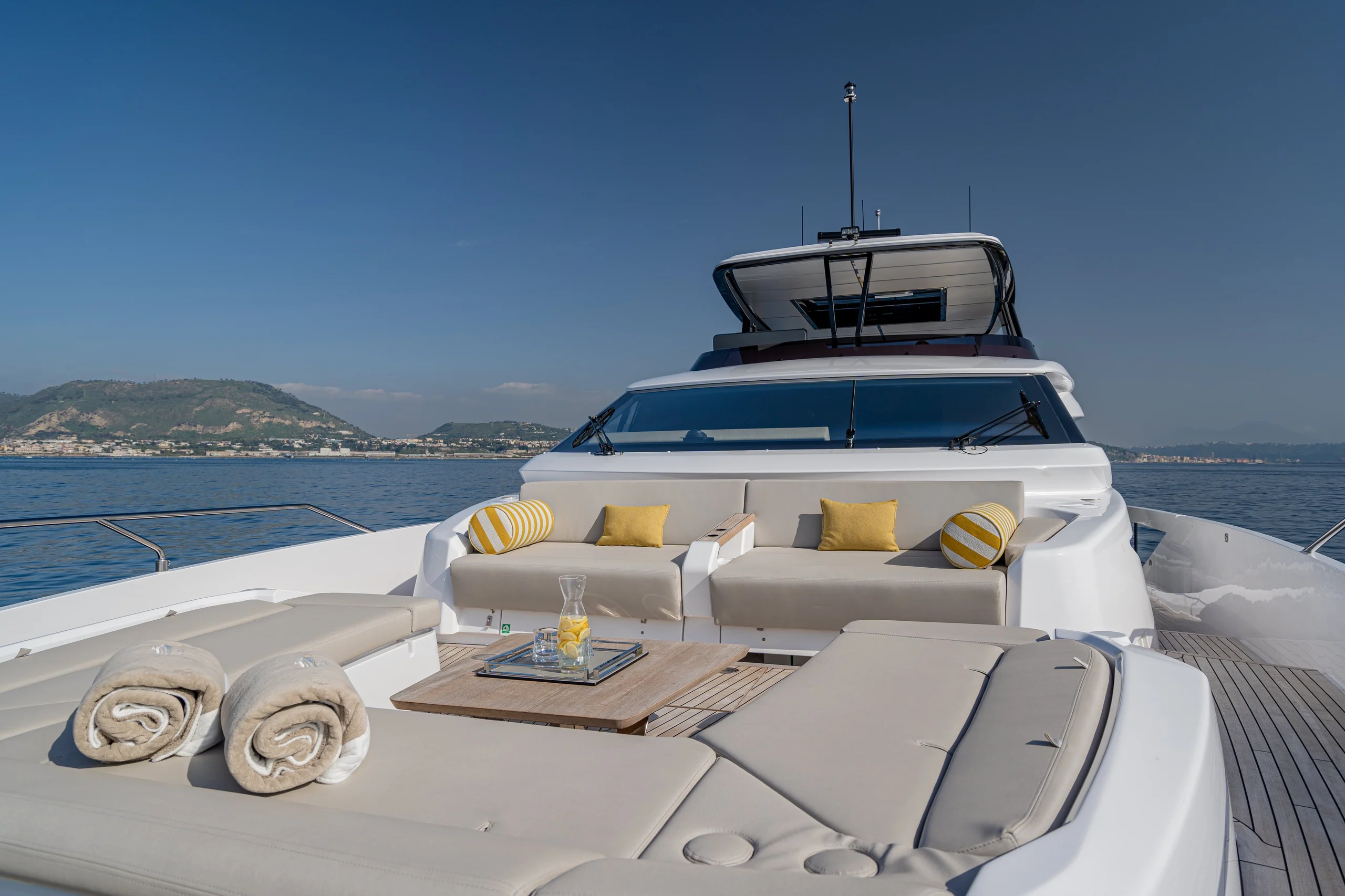 VITTORIA - 2022 Ferretti 860 Luxury Crewed Motor Yacht foredeck lounge area