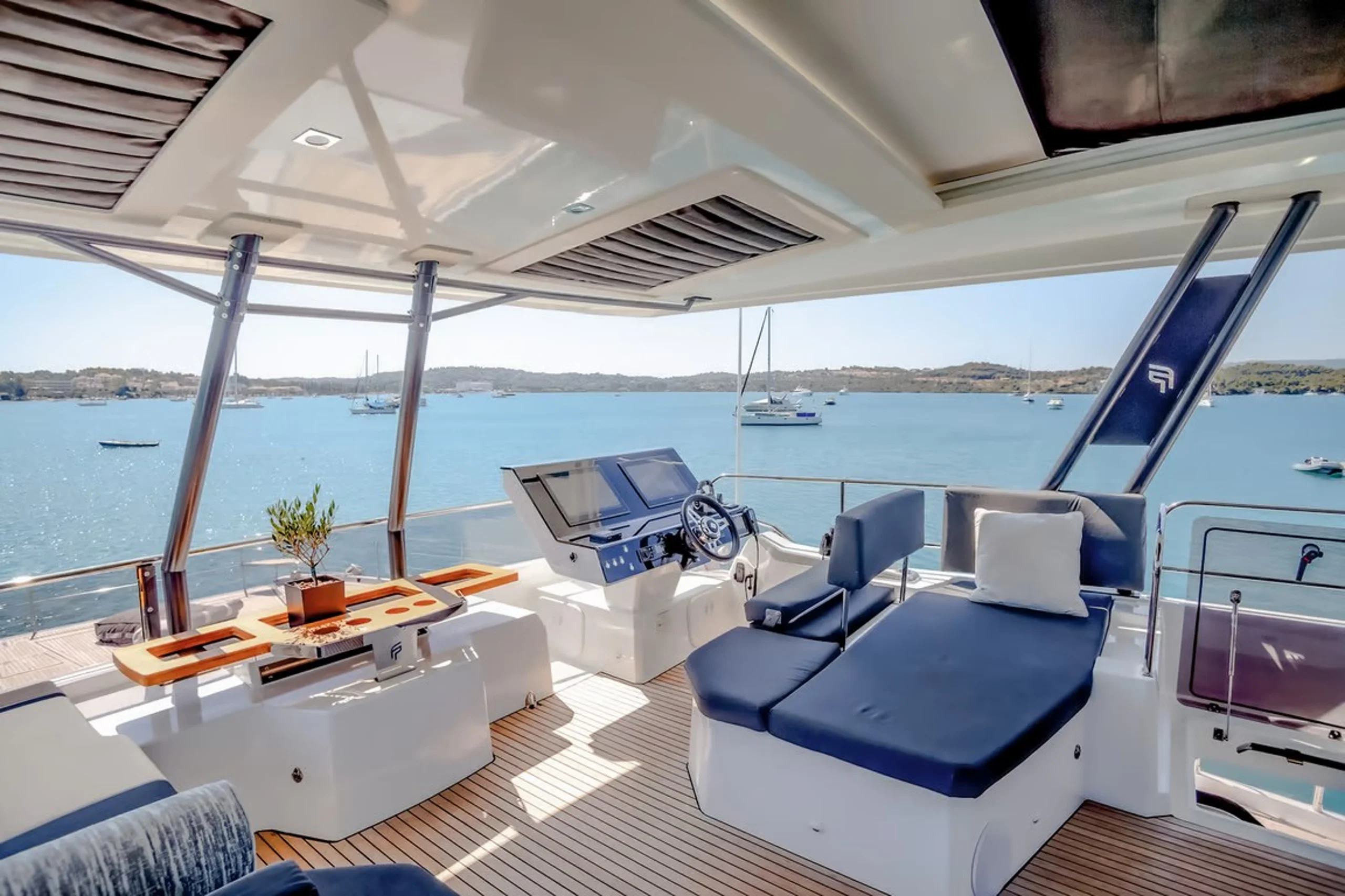 CORE - Fountaine Pajot 67 Power Catamaran flybridge helm station