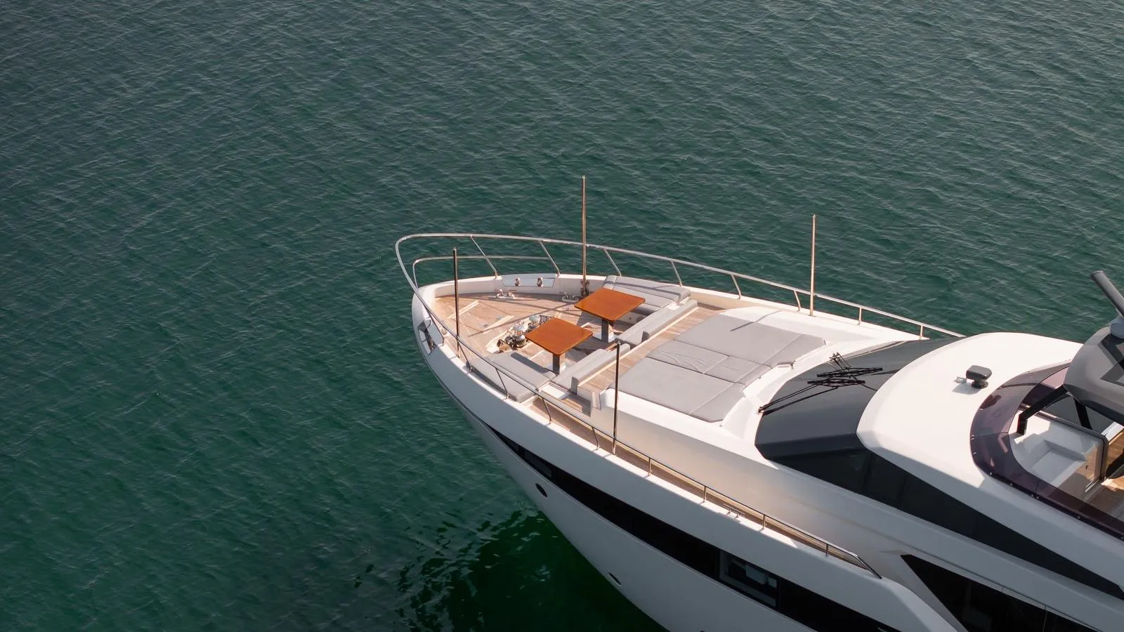 DATE NIGHT - Feretti 920 Bahamas Luxury Motor Yacht Charter foredeck sunbathing area