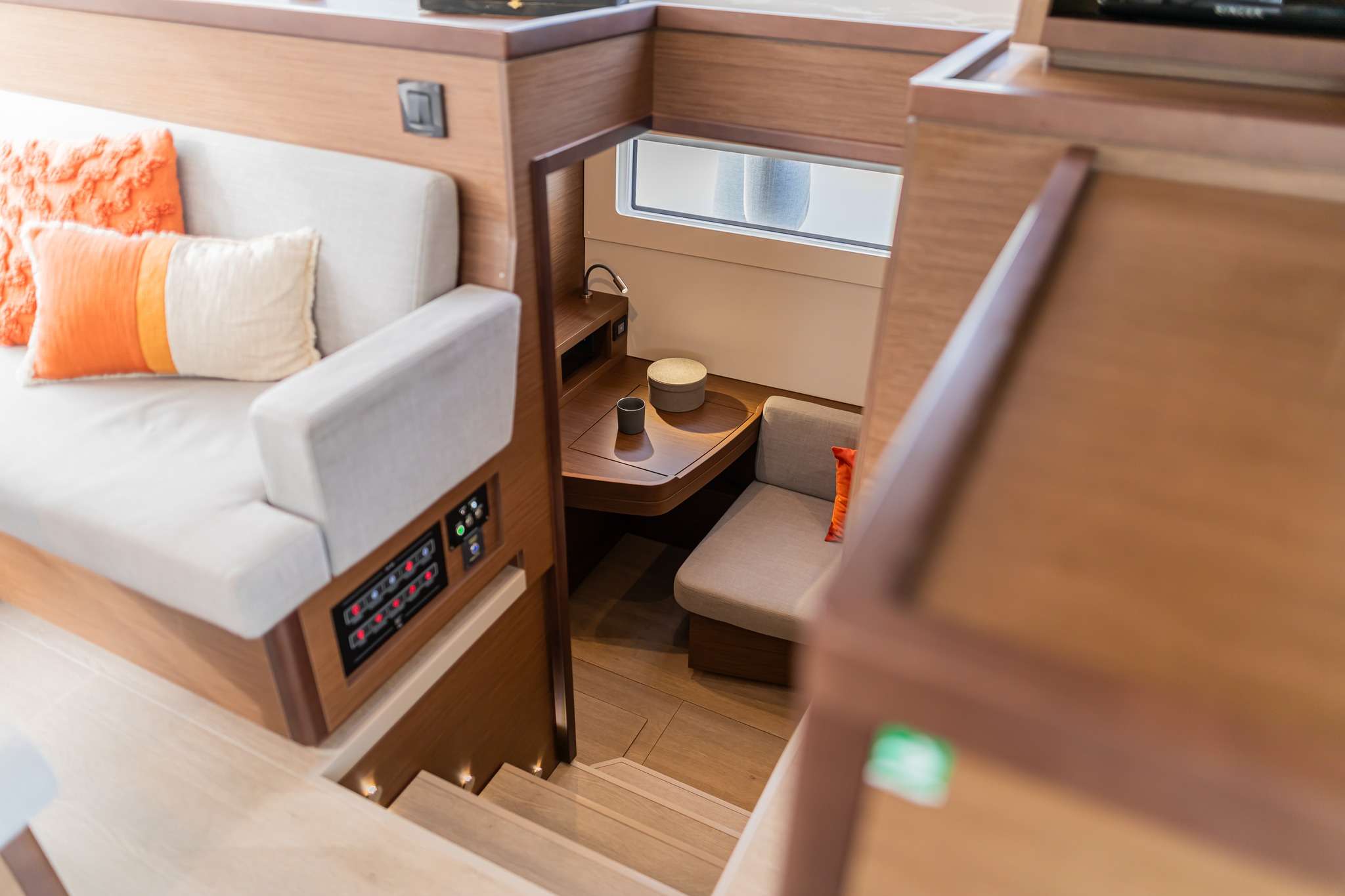 LINO - Lagoon 46 Greece Ionian Crewed Catamaran Charter stairwell to owners cabin