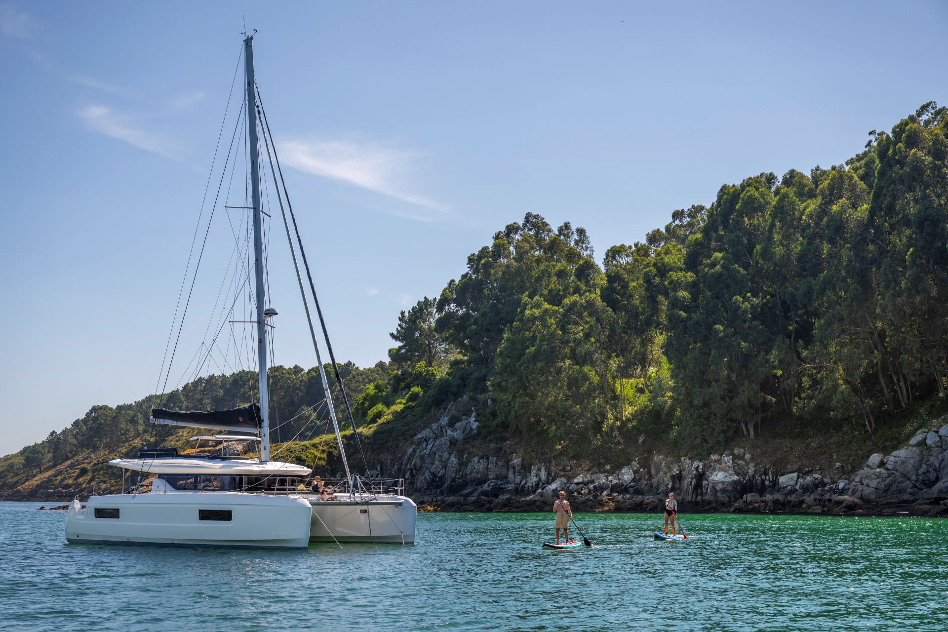 Greece Ionian Bareboat Catamaran SOLANA Lagoon 43 at anchor