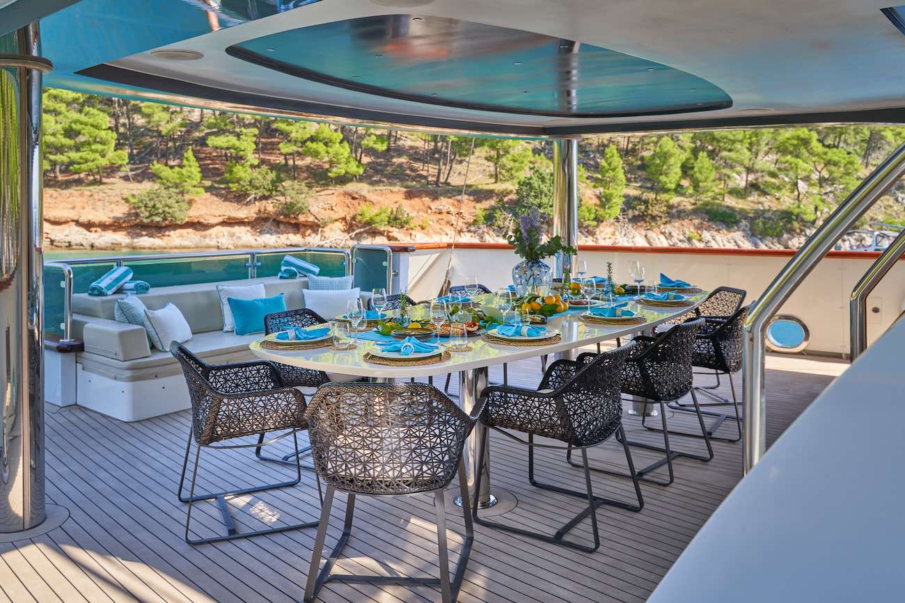 Croatia Luxury Gulet OMINA aft deck dining table