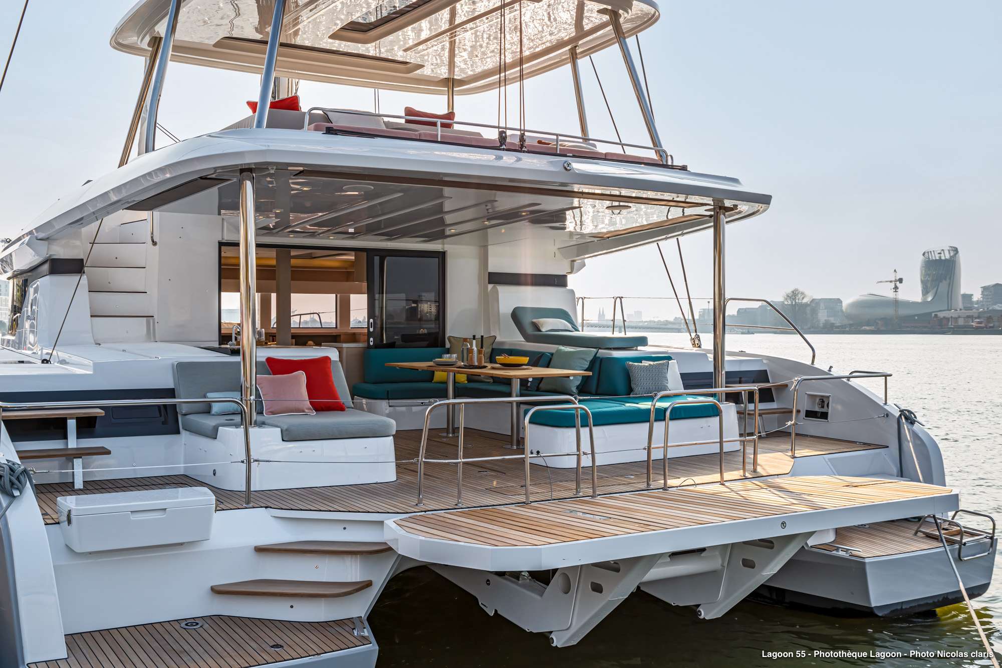 Lagoon 55 POSEIRA Greece Crewed Catamaran aft deck and swim platforms