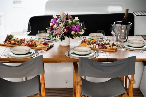 JOANSEA Catamaran aft deck dining table for up to 8 guests
